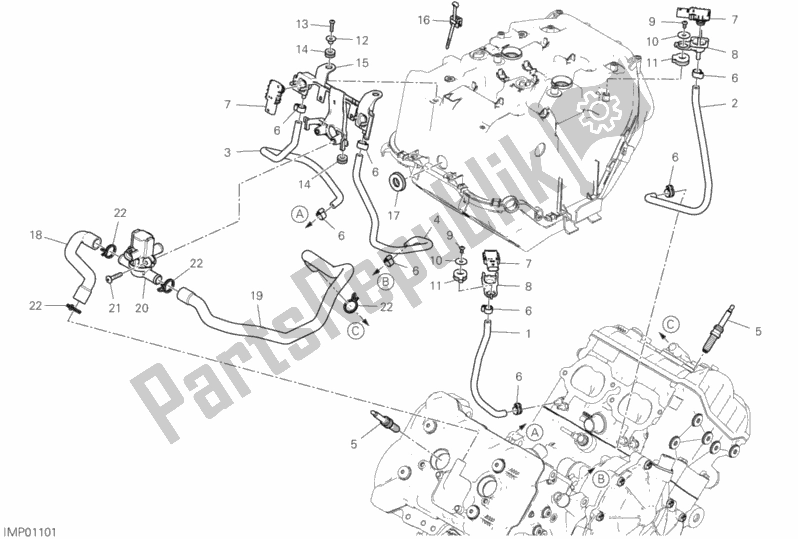 All parts for the Secondary Air System of the Ducati Superbike Panigale V4 S Thailand 1100 2018